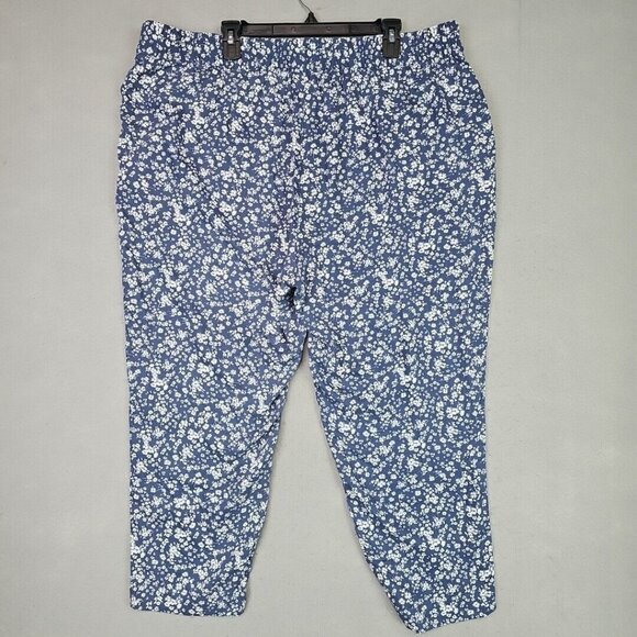 Jessica Simpson Cropped Joggers Womens 2XL Blue Floral Viscose Travel Pull On - Picture 7 of 9